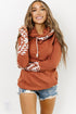Aztec Print Patchwork Thumb Hole Hoodie